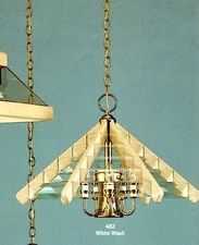 BECKER Solid OAK White WASH Clear Beveled Glass POLISHED BRASS 6-Light NEW NOS