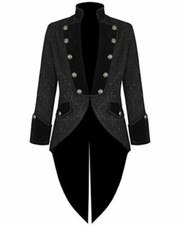 Handmade Women's coat Jacket Black Brocade Goth Steampunk Victorian/Tailcoat