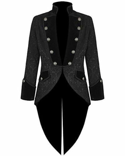 Handmade Women's coat Jacket Black Brocade Goth Steampunk Victorian/Tailcoat - Afbeelding 1 van 3