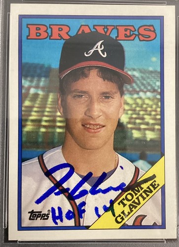 Tom Glavine Signed 1988 Topps #779 Rookie Card RC HOF Inscript PSA/DNA Auto 8  - Picture 2 of 4