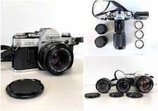 CANON AE-1 35mm SLR Camera with FD 50 / 28 / 70-210mm LENSES JAPAN '70