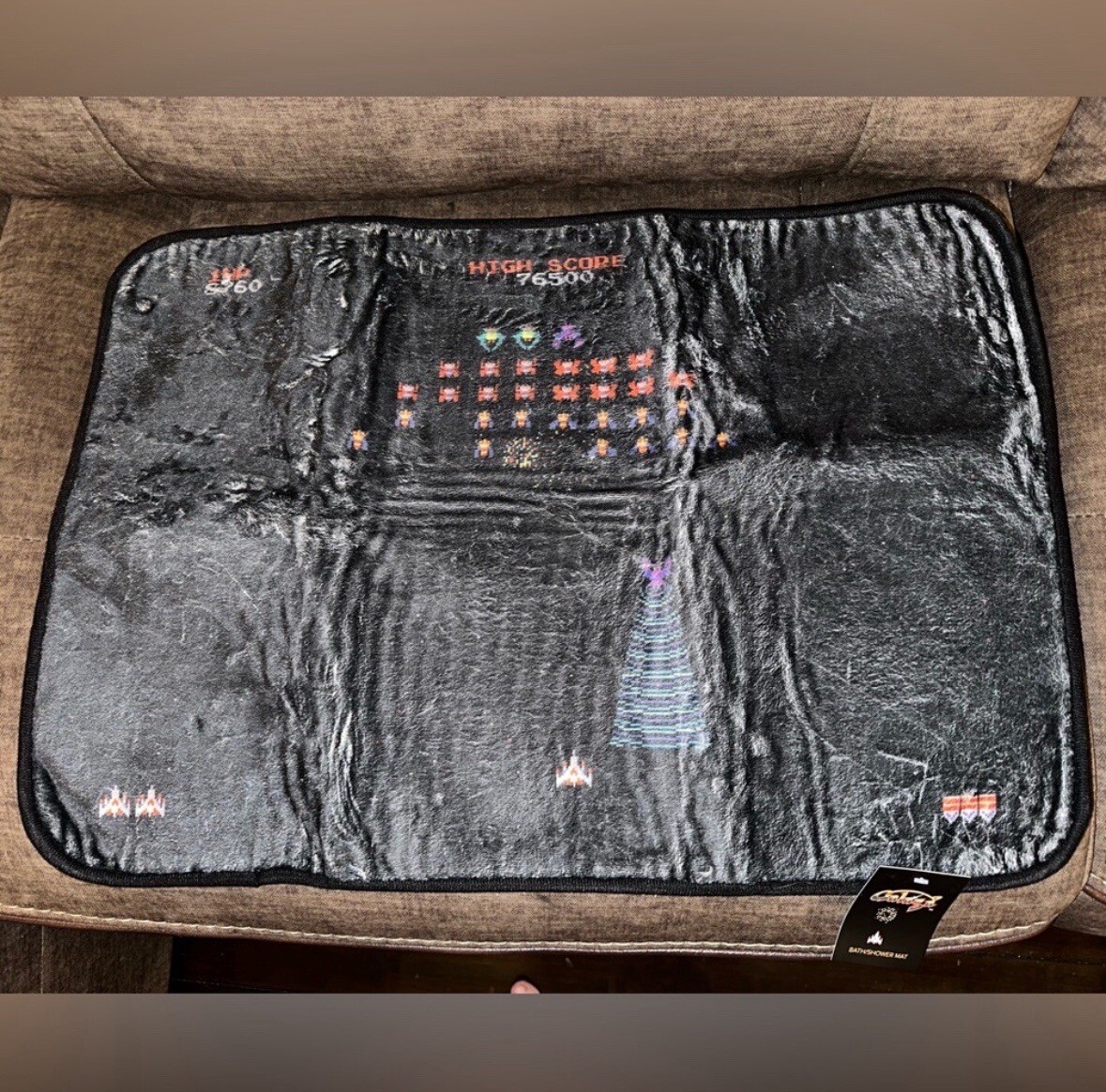 Galaga Arcade Game Themed Shower Bath Mat - Fun Housewarming Gift-image