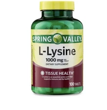 Spring Valley L-lysine Tablets 1000 mg 100 Tablets Fresh Stock Free Shipping