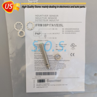 NEW FOR BAUMER IFRM 08P17A1/S35L PLC INDUCTIVE PROXIMITY SWITCH SENSOR, M8 2MM