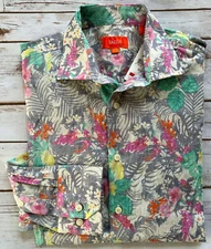 TALLIA SLIM FIT FLORAL LONG SLEEVE BUTTON DOWN DRESS SHIRT MULTI MENS XL NEW