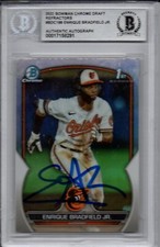Enrique Bradfield Jr. 2023 Bowman Refractor Autograph Signed Rookie Card Beckett