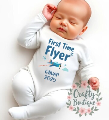 First Time Flyer, First Holiday Tshirt, Baby Kinder First Flying Strampler - 1328