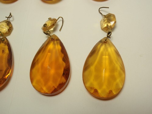 Lote 10 De Colección Araña Vidrio Ámbar Lágrima Prismas - Imagen 5 de 10