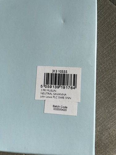 John Lewis 3 Large Muslins 100% Cotton 70x 70cm Neutral Savanna - Picture 3 of 4