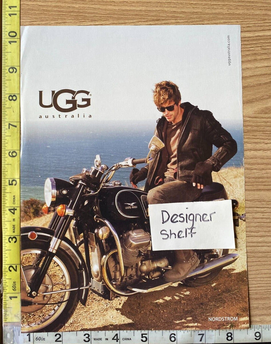 Ugg Fashions Man On Motorcycle Scene Magazine Print Advertisement