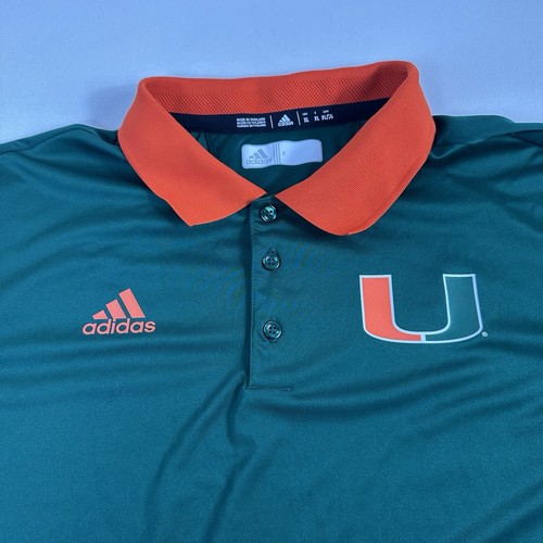 Miami Hurricanes adidas Polo Shirt Pullover Men's XL Green Basketball SS - Picture 3 of 9