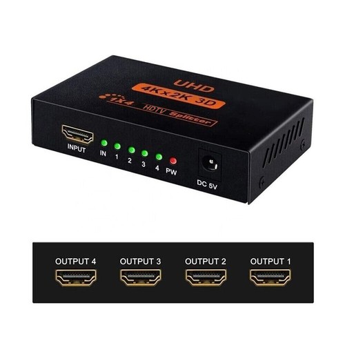 HDMI Splitter 4K UHD HD 1080P 4-Port Repeater Splitter Verstärker 1x4 1 In 4 Out