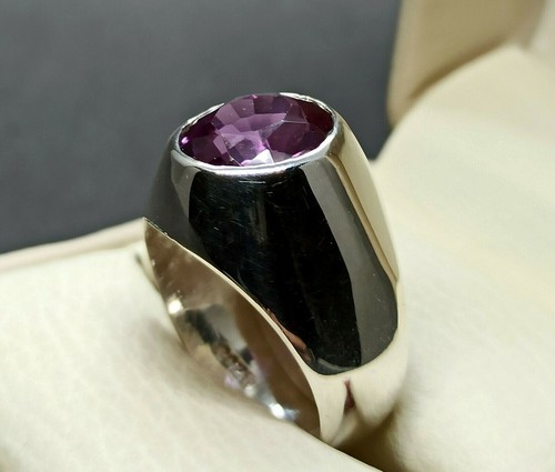 Rare Alexandrite Mens Ring Sterling Silver 925 Ring Handmade Alexandrite Ring - Picture 5 of 12