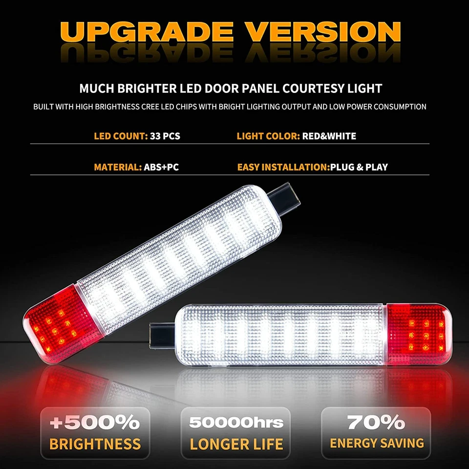 2 Para Chevy Silverado 15183156 Accesorio LED Panel Puerta Luz Rojo Lente Reflector Foto 2 de 4