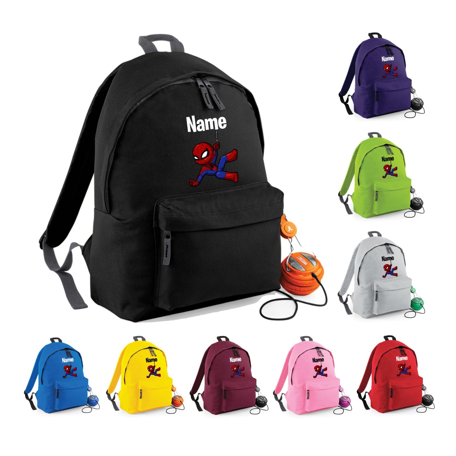 Mochila personalizada con nombre de Spiderman para niños, kit de educación física de regreso a la escuela