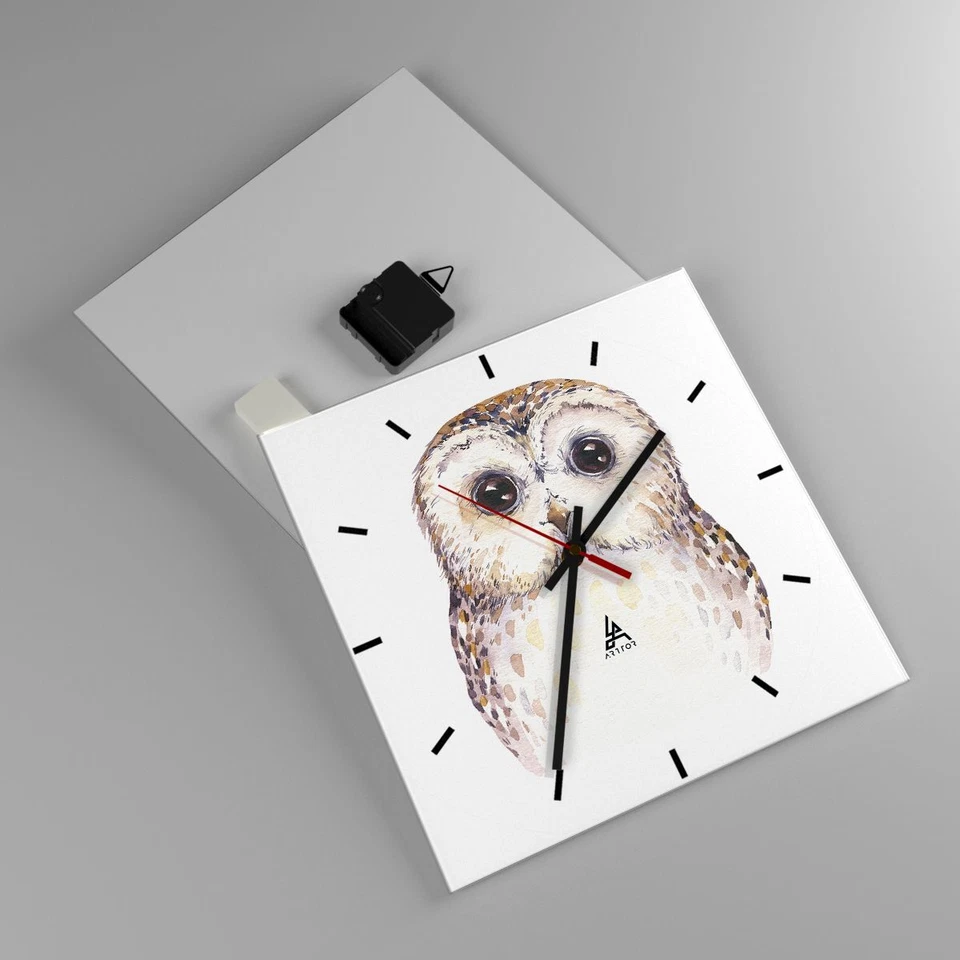 Horloge murale en verre 30x30cm Chouette Chouette Hulotte Graphiques Wall Clock - Photo 2/4