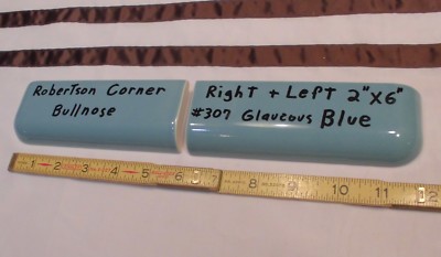 2 pcs. *Blue-Gray* 2'' X 6'' Ceramic Radius Bullnose Corner Tiles by Robertson Co.