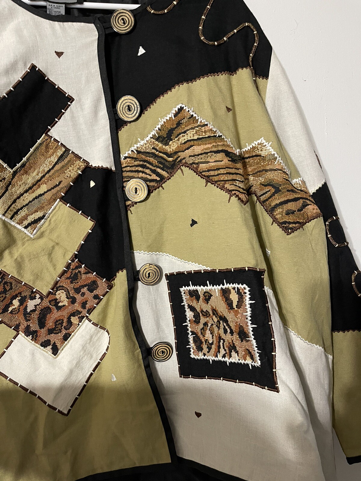 indigo moon patch pattern shoulder pads button up… - image 4