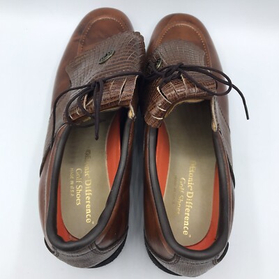 Etonic Vtg Mens Brown Leather Kiltie Golf Shoes USA L116093 10 M Classic Spikes Etonic Golf Shoes - Etsy main image 3