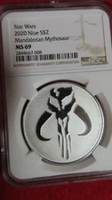 2020 $2 NIUE Star Wars 1 Oz MANDALORIAN MYTHOSAUR NGC MS69 ER Silver Coin