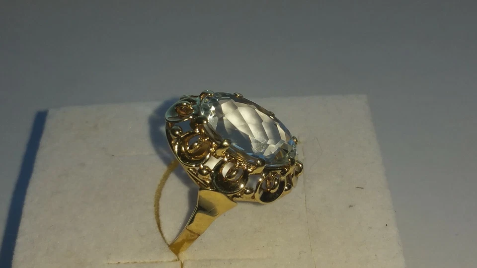 6,31ct Aquamarin Solitär Ring Gold 585 Altgold kein Schmelzgold Handmade wie neu - Bild 3 von 4