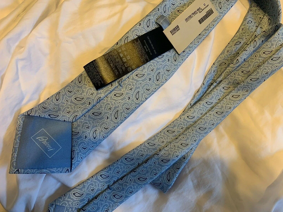 Corbata BRIONI hecha en Italia tejida seda/lino Foto 4 de 4