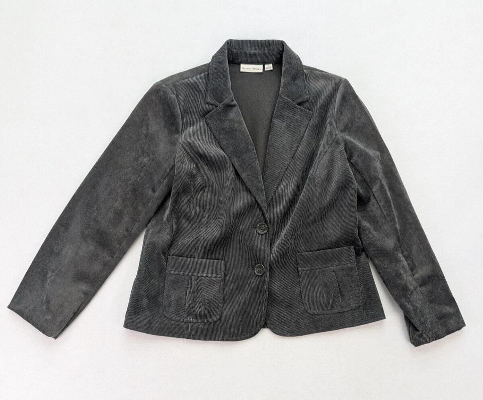 Chaqueta blazer Studio Works de pana para mujer talla 10 gris Foto 2 de 4