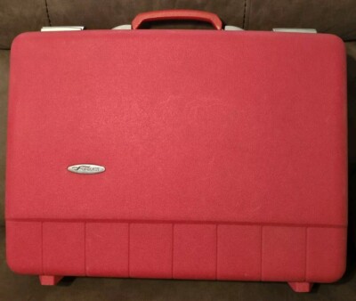 Vintage Sears Forecast Suitcase Red 22” Hard Case Luggage Mid Century
