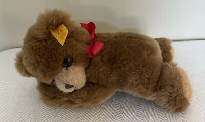 2003 Steiff Floppy Bear 082108 Yellow Ear Tag 8  Red Ribbon  *MB