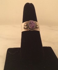 Vintage Sterling Silver Purple Amethyst Cabochon Ring Size 8