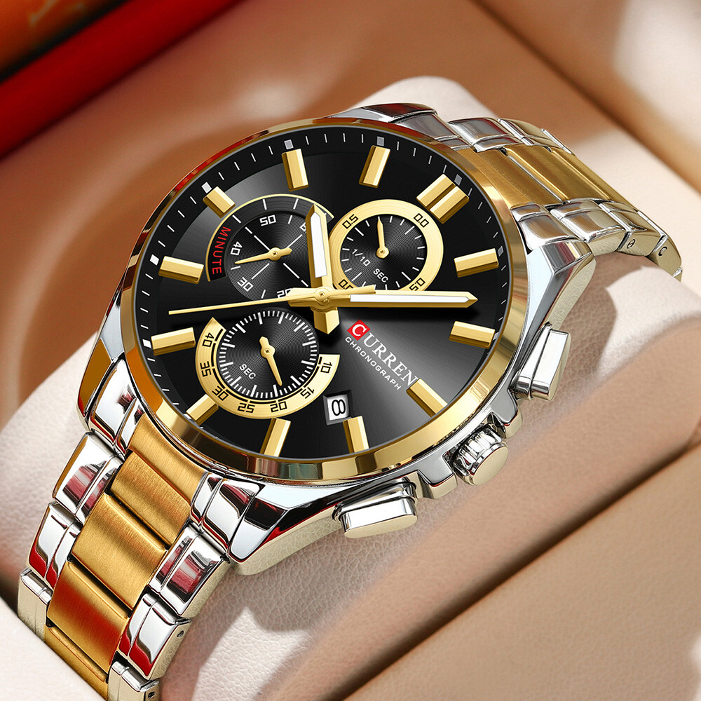 腕時計　メンズ　〈Curren〉　新品⌚ CURREN Men Watches Stainless Steel Chronograph Wristwatch