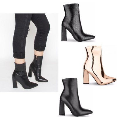 pointed boots block heel
