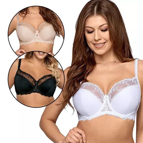 Ladies Underwired Full Cup Bra Half Padded Firm Hold Size 30 44 B HH Ava 1030