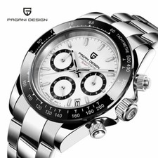 40mm PAGANI DESIGN White Dial Full Chronograph VK63 Quartz Men's Wrist Watch
