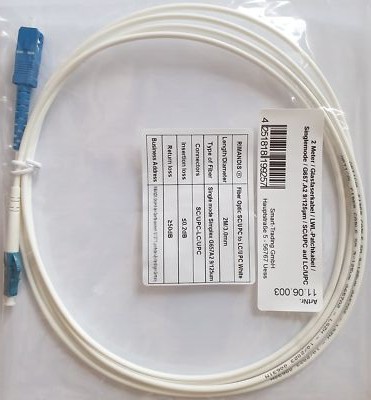 2m LWL Glasfaser-Kabel SC/UPC auf LC/UPC, Simplex 9/125μm, Patchkabel, LSZH