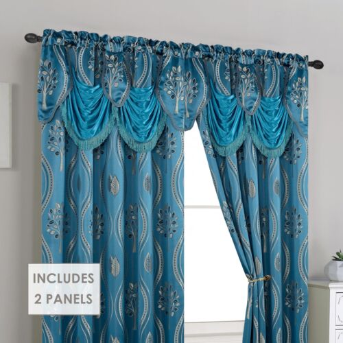 Elegant Comfort Curtain Panel Set 54 X 84 inch Navy Blue Set of 2 - Picture 6 of 7