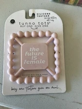 NEW Tunno Tots Silicone Teether Pink “The Future is Female”