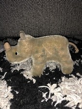 7 ANTIQUE RHINO VINTAGE PLUSH STEIFF STUFFED ANIMAL BROWN GERMANY VERY OLD TOY