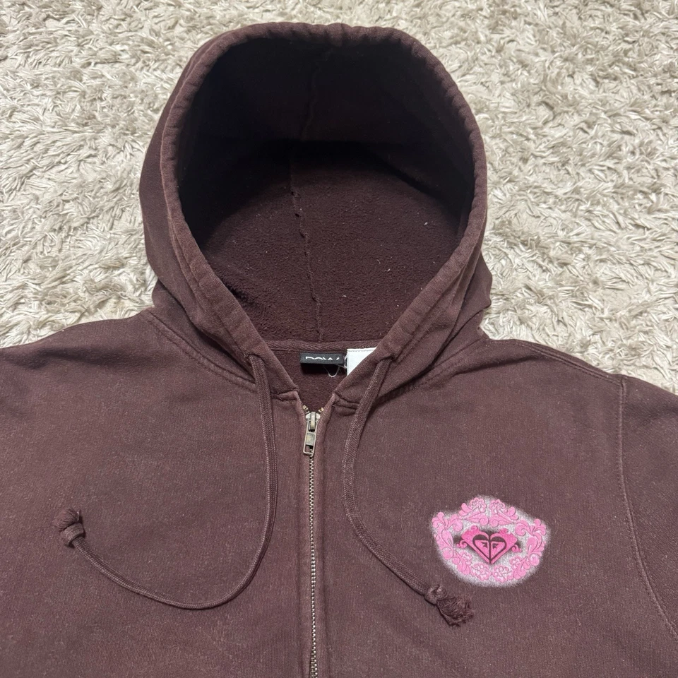 Vintage Roxy Quiksilver Hoodie Sweatshirt Women’s Size XL Brown Full Zip Y2K - Image 3 of 4