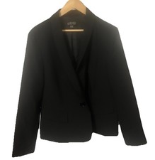 KASPER Women's Blazer Black Single Button Lined Size 14 Career Work Suit Jacket