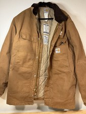 Carhartt FR Jacket Mens Extra Large TALL Brown Quilted Lined Duck Canvas FRC56