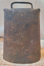 Vintage 7" Cow Bell Brown Metal Rustic Forged Primitive Folk Art, Nice Sound