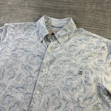 Huk Shirt Mens Medium Blue All Over Print Performance Fishing Outdoors