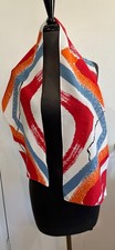 Vtg Abstract Long Scarf Rectangle Multi Colored 32"x9 1/4" White Red Black Blue