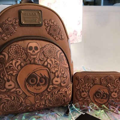 Loungefly Disney Pixar Coco Miguel Tooled Backpack &  Miguel  Zip Around Wallet
