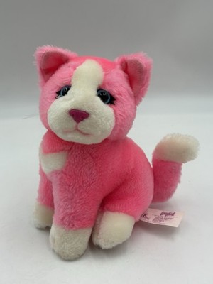 1995 24k Plush Pink And white LISA FRANK KITTEN Cat Kitty 7'' Bubbles RARE HTF!