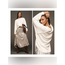 Anthropologie Pilcro XL Relaxed Fit Ruffled Raglan Thermal Top In Antique
