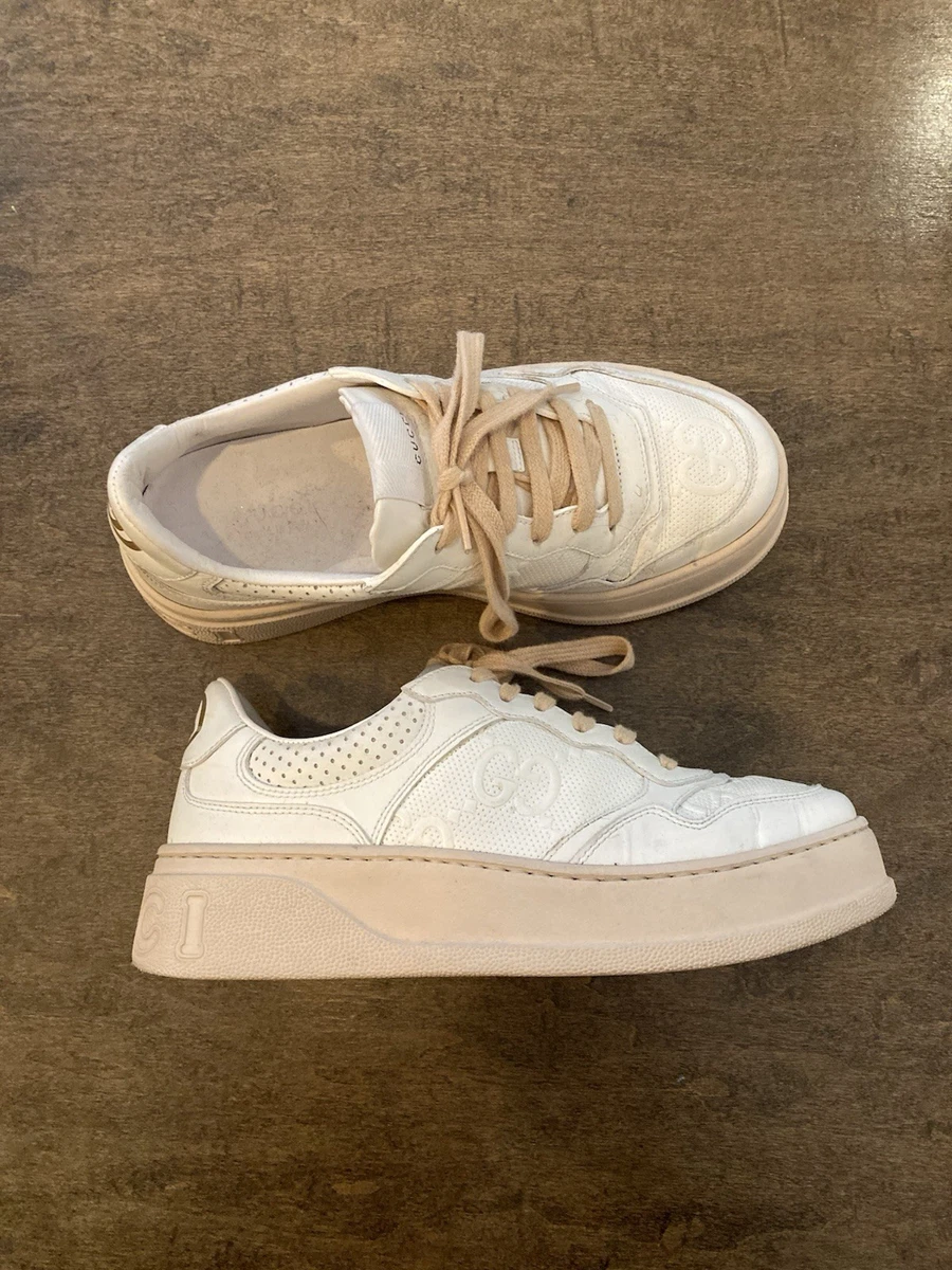 Gucci GG Embossed Sneaker White W for sale | eBay