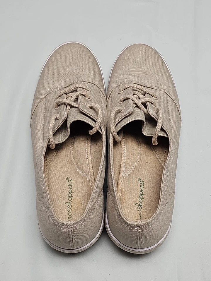 Zapatillas sin cordones de lona tostada Grass Hoppers tacón de cuña tostado talla 8 1/2 Foto 2 de 4