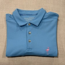 Tommy Bahama Shirt Mens XL Blue Supima Island Zone Polo S/S Flamingo Marlin Logo